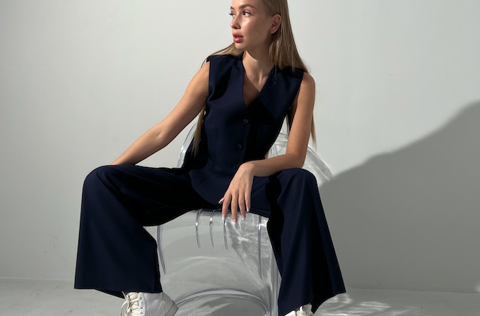 Plunge-neck jumpsuit